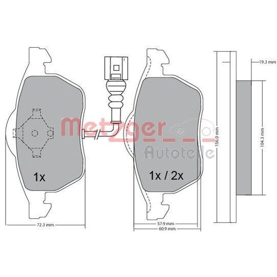 Metzger Brake Pad Set, disc brake to suit VAG