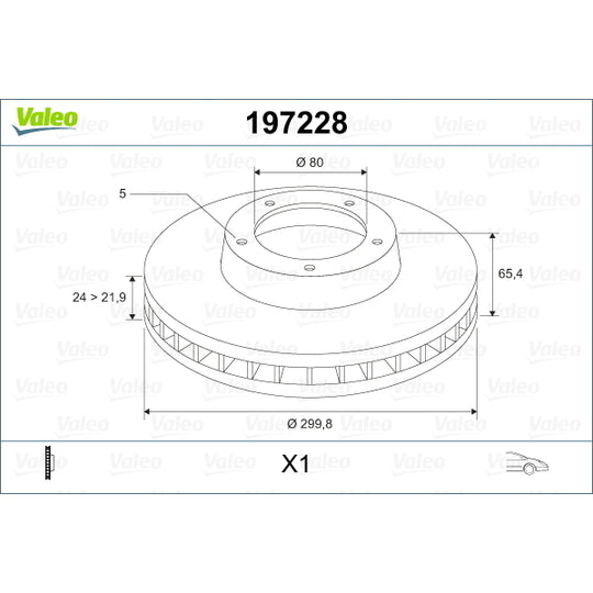 Valeo Brake Disc to suit Peugeot, Citroën, Fiat