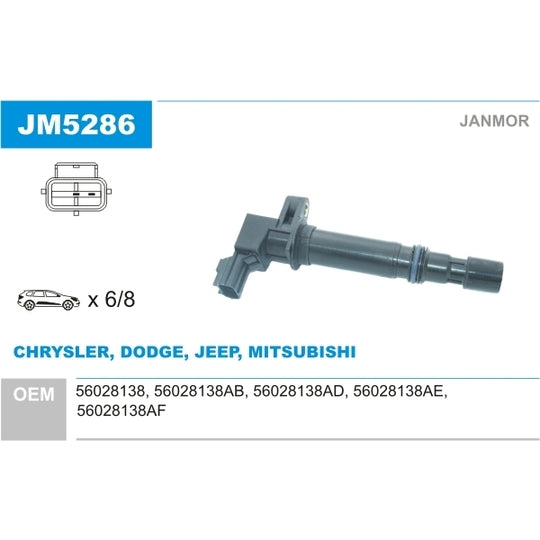 Janmor Ignition coil to suit Chrysler