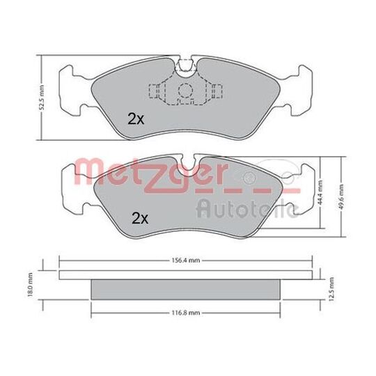 Metzger Brake Pad Set, disc brake to suit Opel, Daewoo