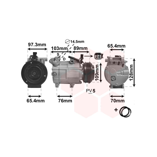 Van Wezel Compressor, air conditioning to suit Ford