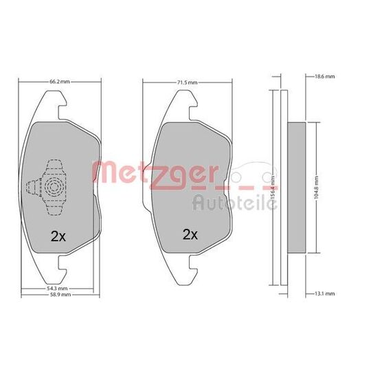 Metzger Brake Pad Set, disc brake to suit Citroën, VAG