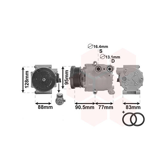 Van Wezel Compressor, air conditioning to suit Ford