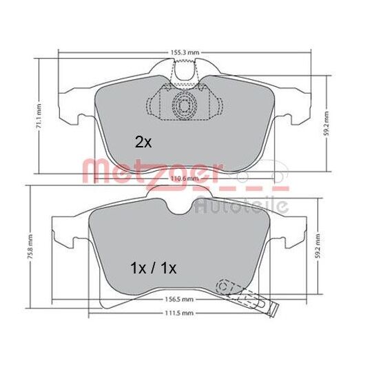 Metzger Brake Pad Set, disc brake to suit Opel