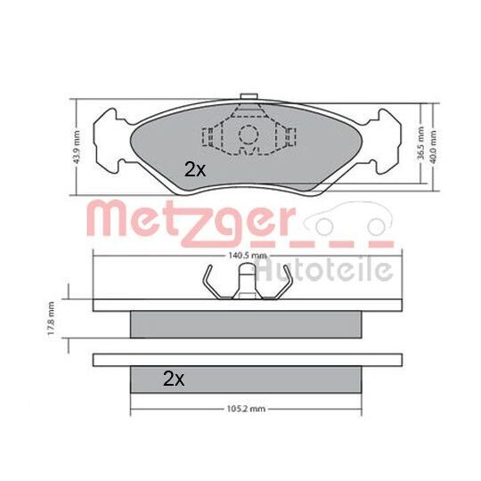 Metzger 1170181 Brake Pad Set, disc brake to suit Ford