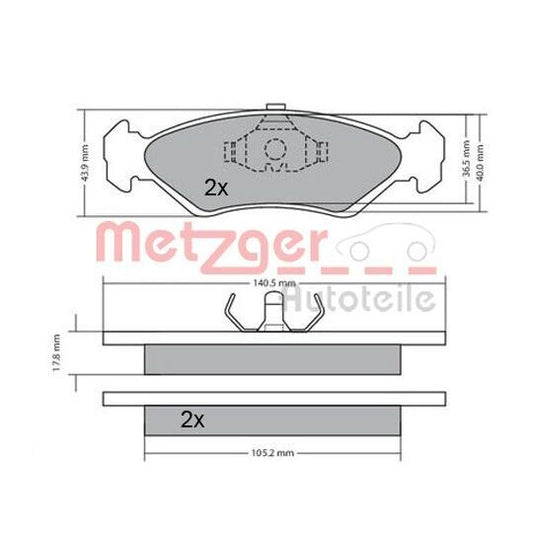Metzger 1170181 Brake Pad Set, disc brake to suit Ford