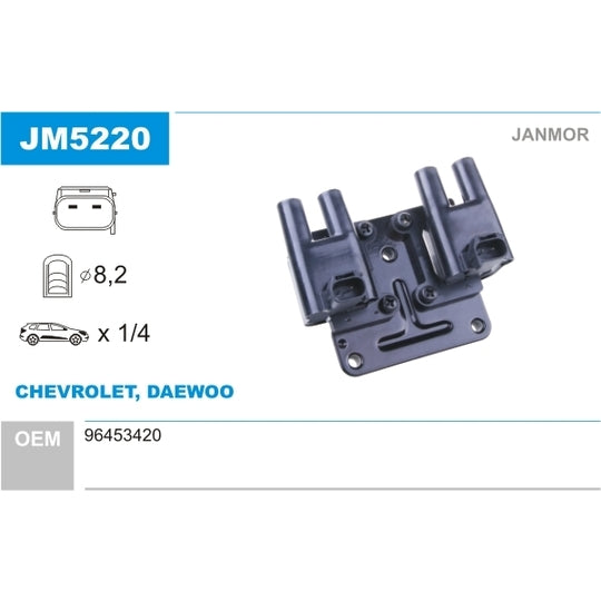 Janmor Ignition coil to suit Chevrolet, Daewoo