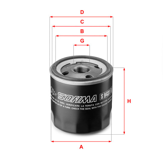 Sofima Oil filter to suit Ford, Mazda, Fiat
