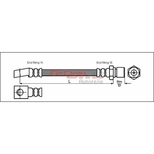 Metzger Brake Hose to suit Opel, Saab