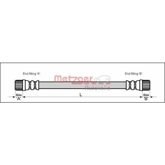 Metzger Brake Hose to suit Peugeot, Citroën