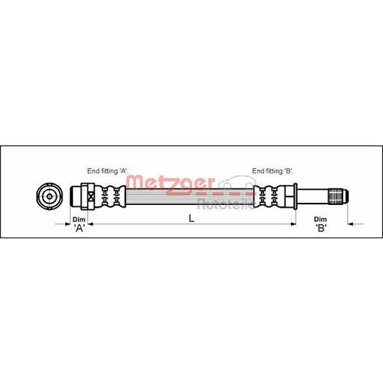 Metzger Brake Hose to suit Mercedes-Benz, VAG