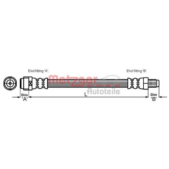 Metzger Brake Hose to suit Mercedes-Benz