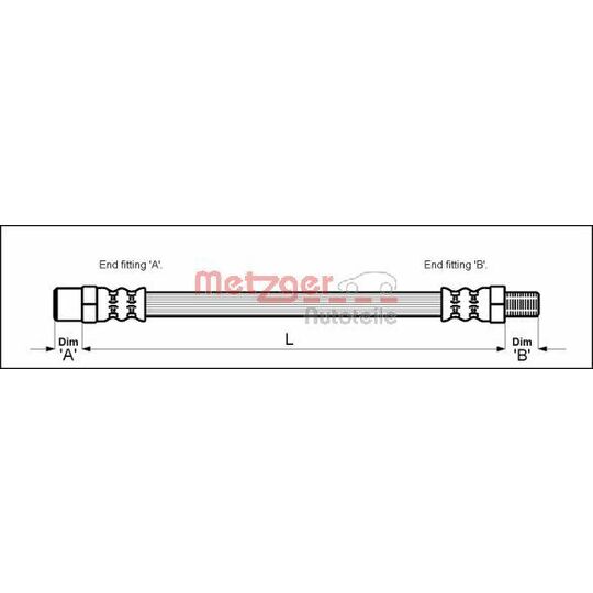Metzger Brake Hose to suit Mercedes-Benz, Alfa Romeo