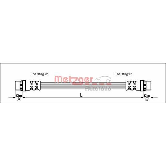 Metzger Brake Hose to suit Peugeot, Citroën, Fiat