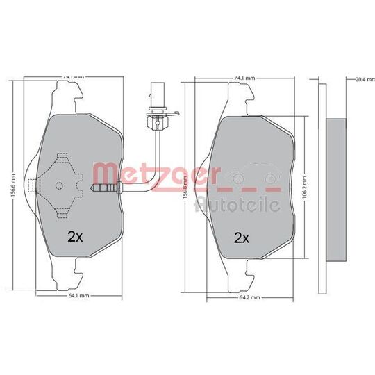 Metzger Brake Pad Set, disc brake to suit VAG