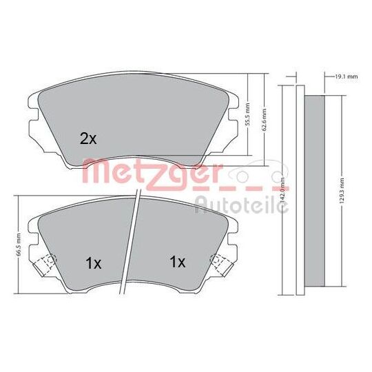 Metzger Brake Pad Set, disc brake to suit Opel