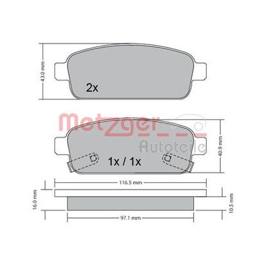Metzger Brake Pad Set, disc brake to suit Opel