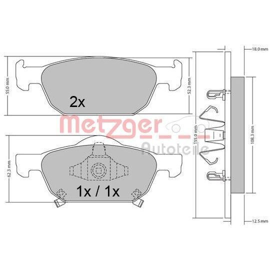 Metzger Brake Pad Set, disc brake to suit Honda