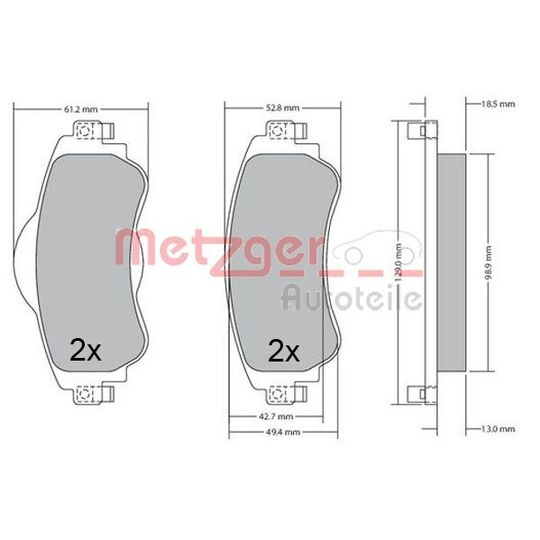 Metzger Brake Pad Set, disc brake to suit Citroën