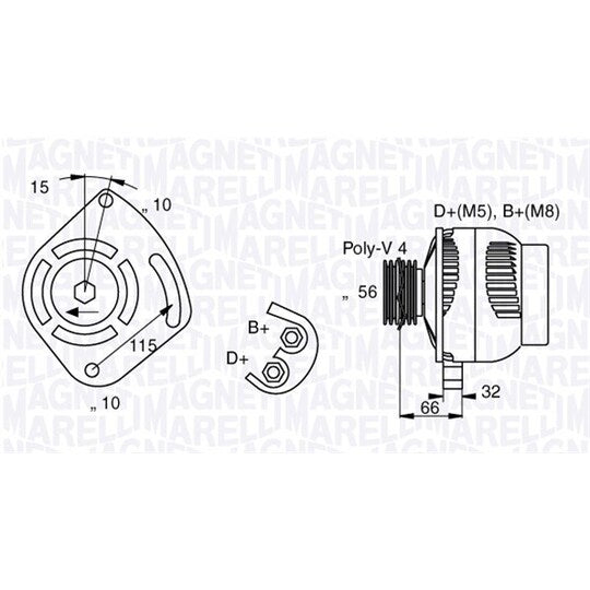 Magneti Marelli Alternator to suit Fiat