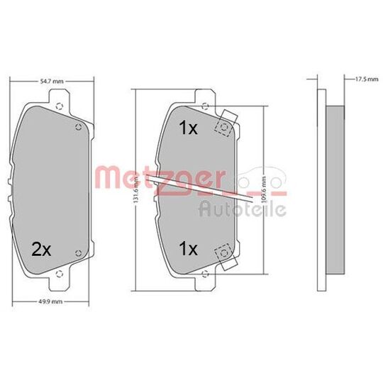 Metzger Brake Pad Set, disc brake to suit Honda