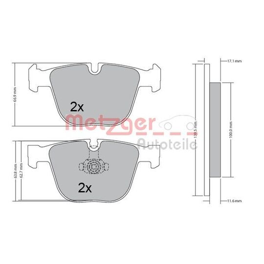 Metzger Brake Pad Set, disc brake to suit BMW