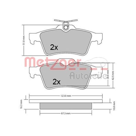 Metzger Brake Pad Set, disc brake to suit Peugeot