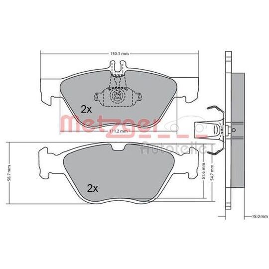 Metzger Brake Pad Set, disc brake to suit Mercedes-Benz