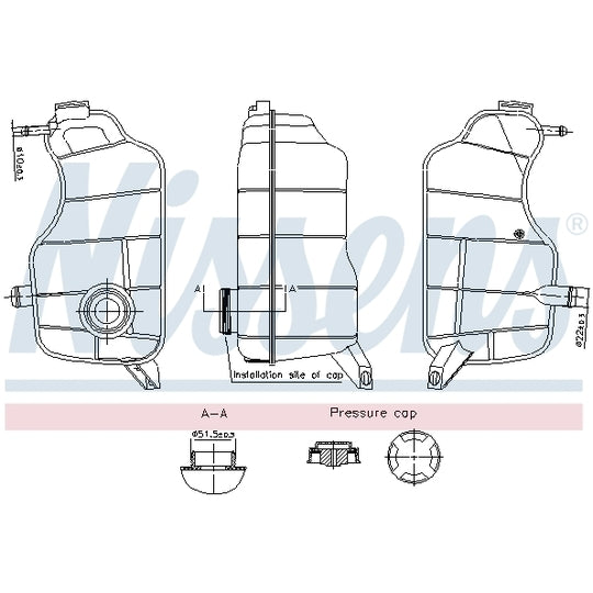 Nissens Expansion Tank, coolant to suit Ford