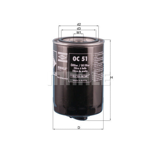 Mahle Oil Filter to suit Ford, Audi, VW