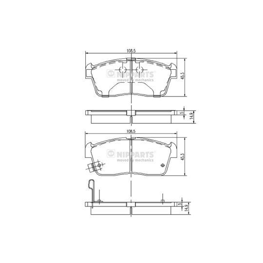 Nipparts Brake Pad Set, disc brake to suit Mitsubishi, Nissan, Suzuki