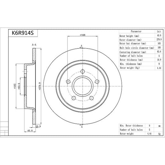 Aisin Brake Disc to suit Ford, Volvo